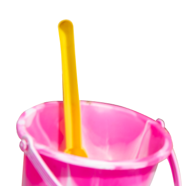 Pink bucket with yellow spade