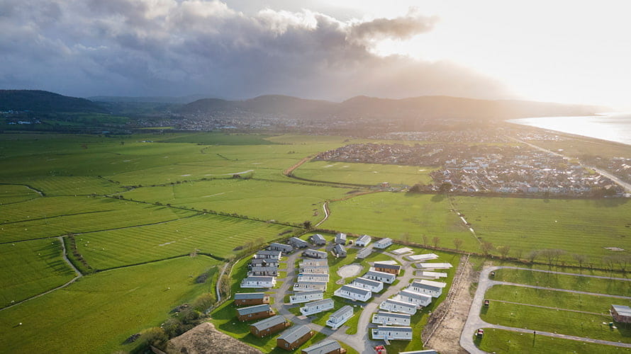 An aerial view over Ty Mawr holiday park in North Wales