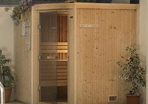 The exterior of a sauna