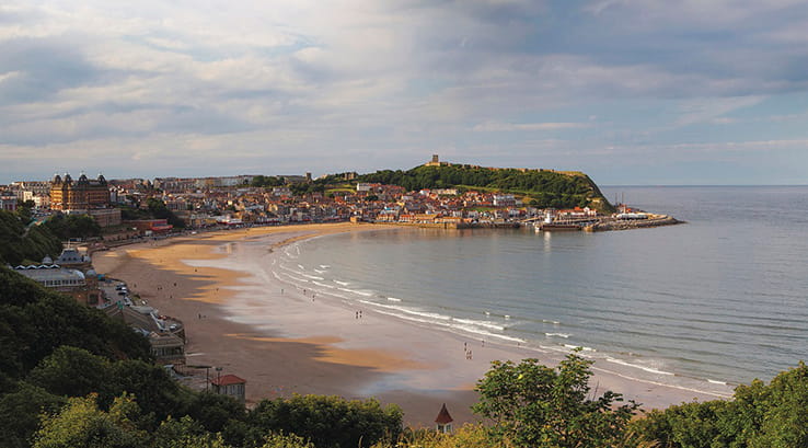 A picturesque beach and seaside town in Yorkshire
