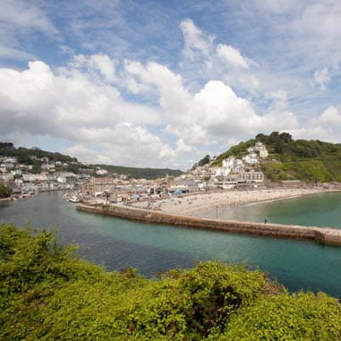 A view over the river and beach in Looe, Cornwall