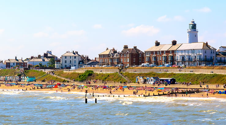 View from the sea looking toward Southwold beach