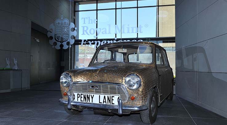 Car covered in pennies