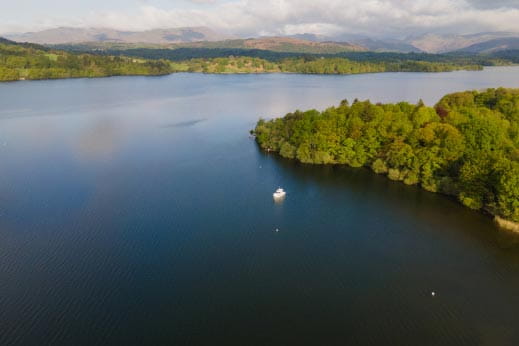 birds eye view of a lake in the lake district