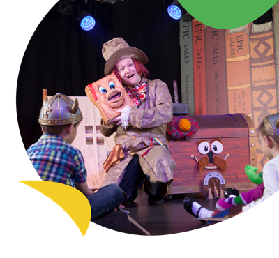 A kids entertainer with a puppet at Pendine Sands Holiday Park