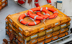 Life rafts on a boat