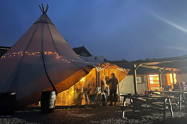 A tipi tent at The Bearded Brewery 
