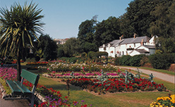 Landscaped gardens and flowerbeds at Trenance Gardens in Cornwall