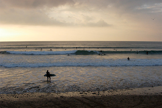 Watergate Bay in Cornwall at sunset