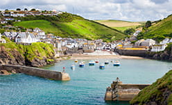 Boats moored in the harbour in Port Isaac Cornwall