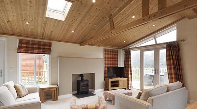 Luxurious living area of a holiday lodge