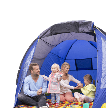 family in a tent